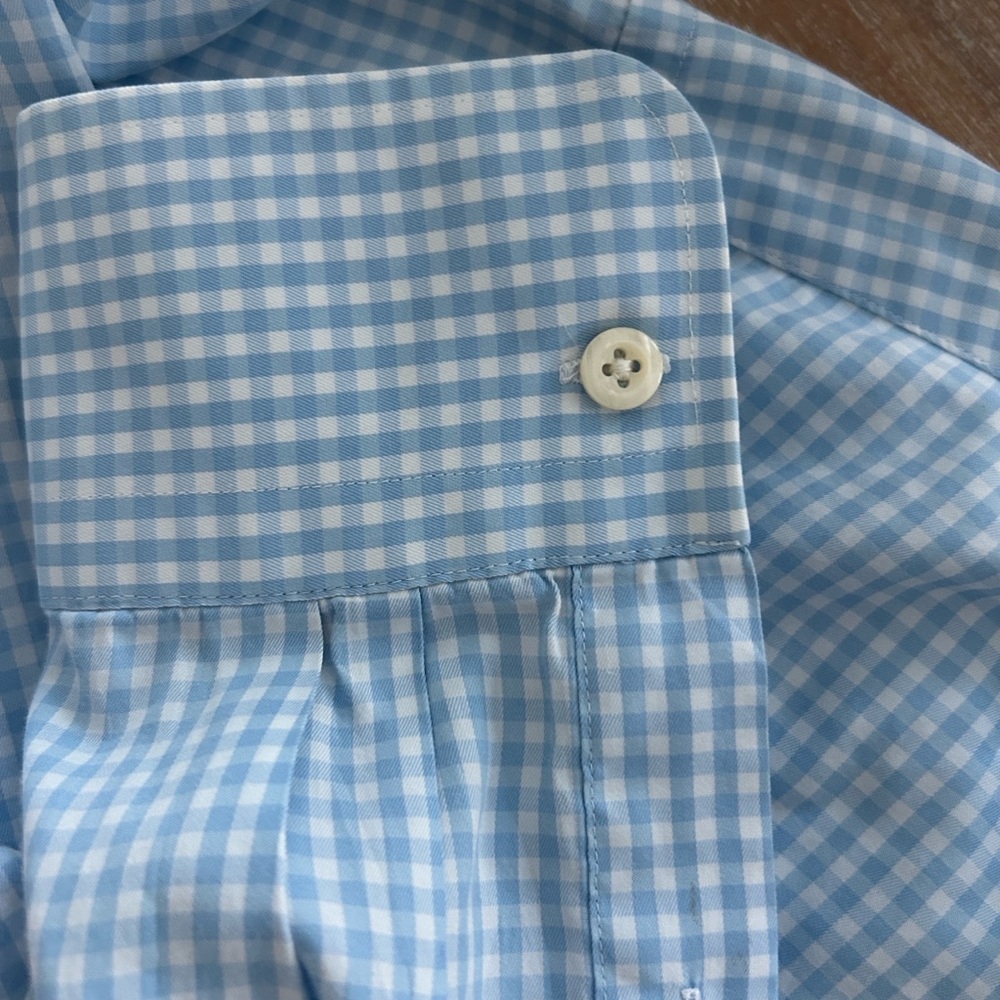 Peter Millar Light Blue Gingham Button-Down Shirt - image 4